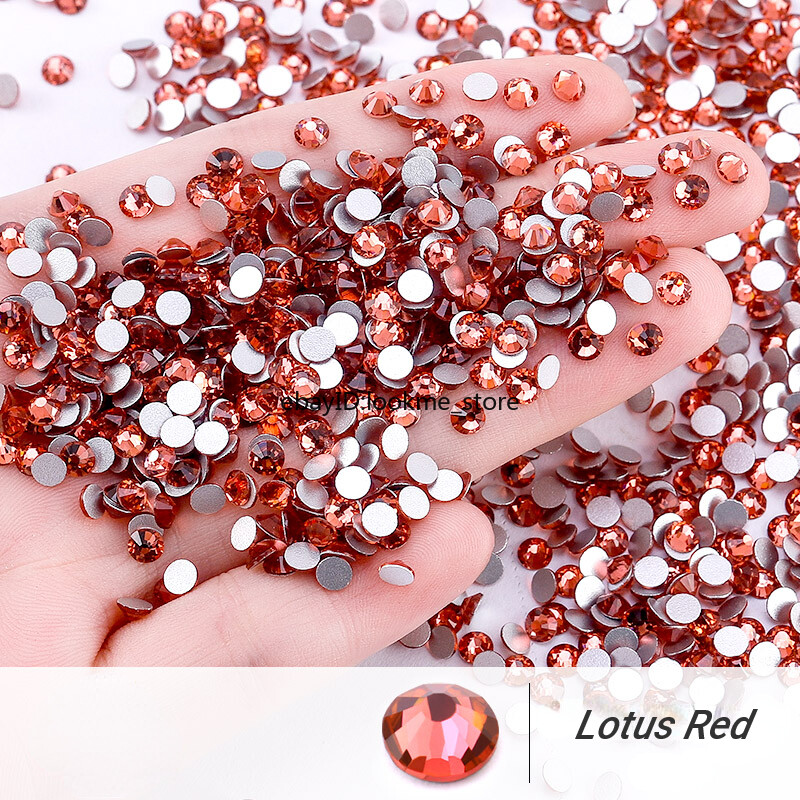 Red Siam Crystal Flat Back Rhinestones Glitter Glass Gems Nail Art Decor Beads