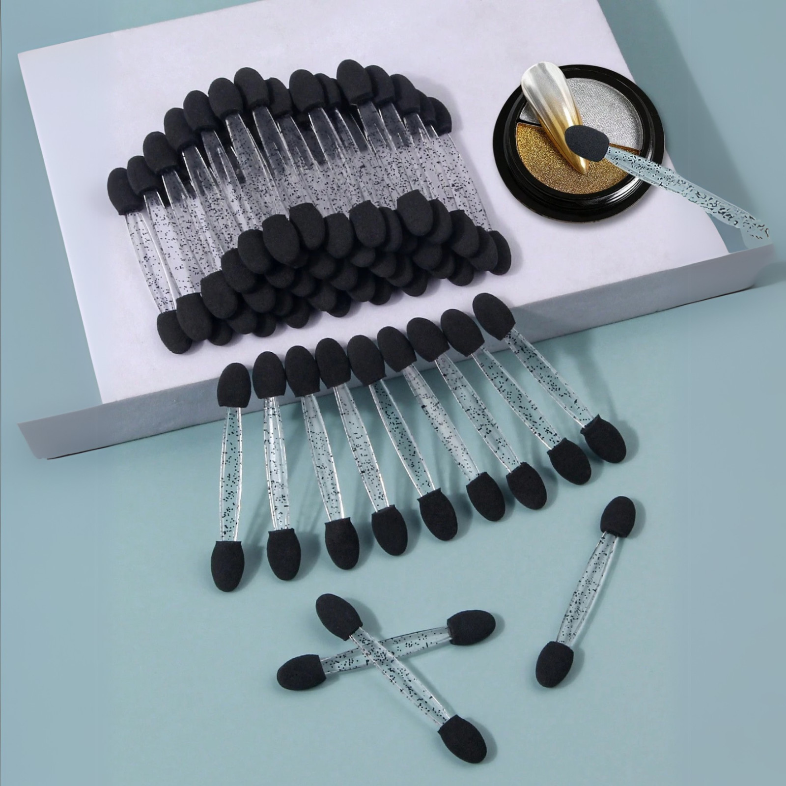 50pcs Sponge Brush Double-Ended for Gradient Nail Art with Handheld for Women