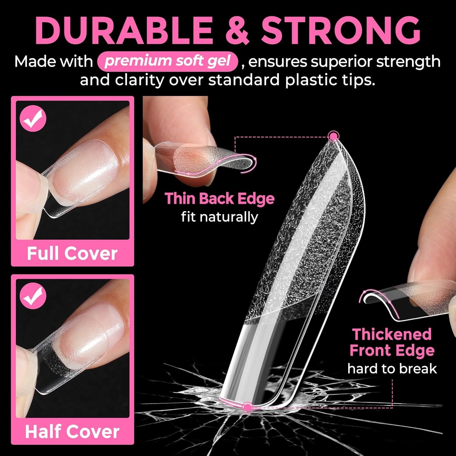 Pre-shaped 216 Pcs Short Square Gel Nail Tips: Easy Application for Any Occasion