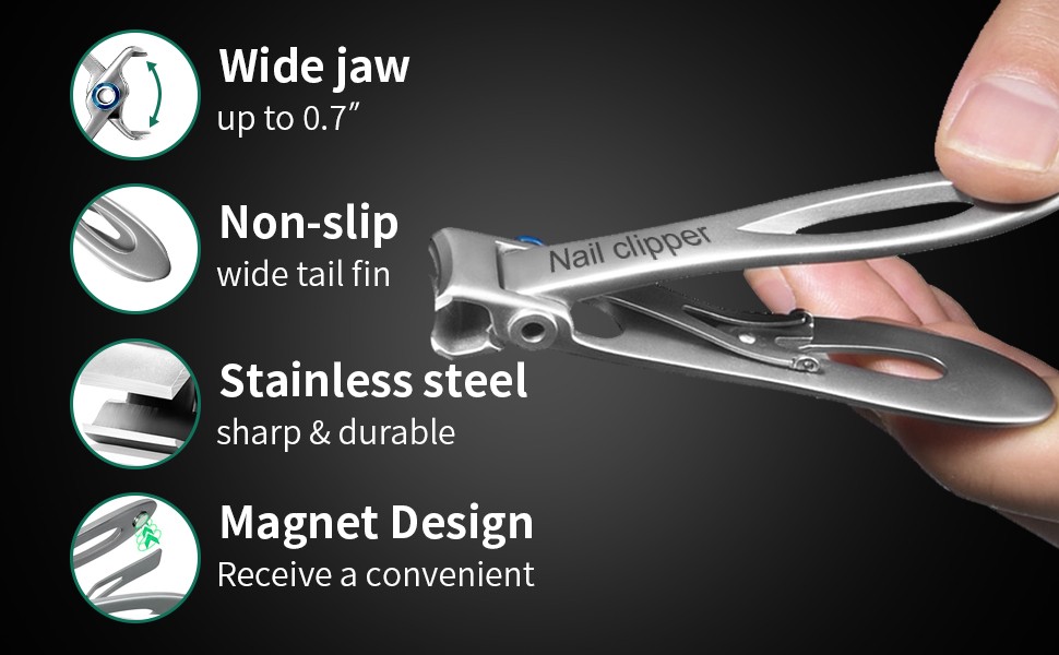 Nail Clippers Ultra Wide Jaw Opening Fingernail and Toenail Clippers Set for