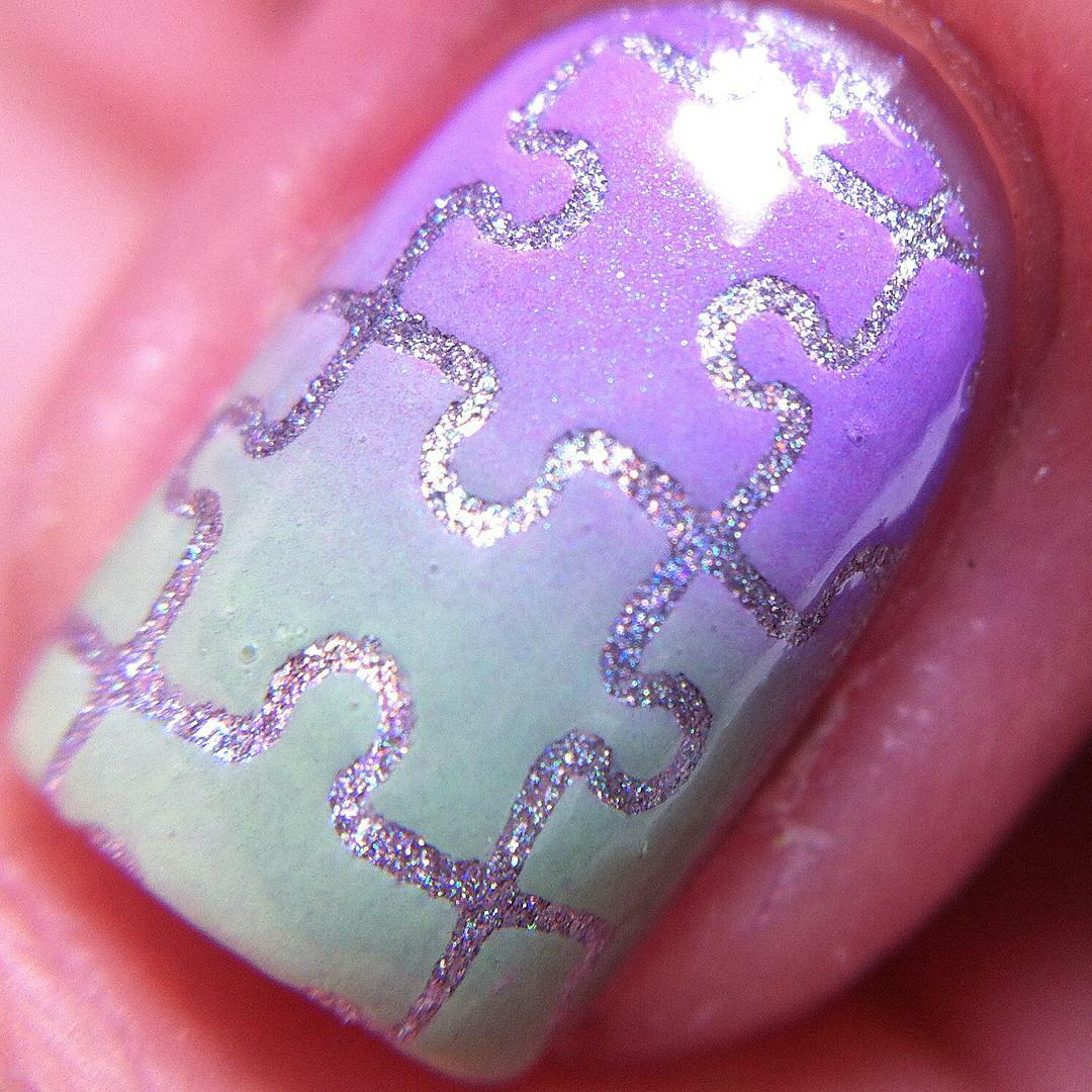Whats Up Nails Puzzle Stencils for Nails, Autism Month Nail Stickers