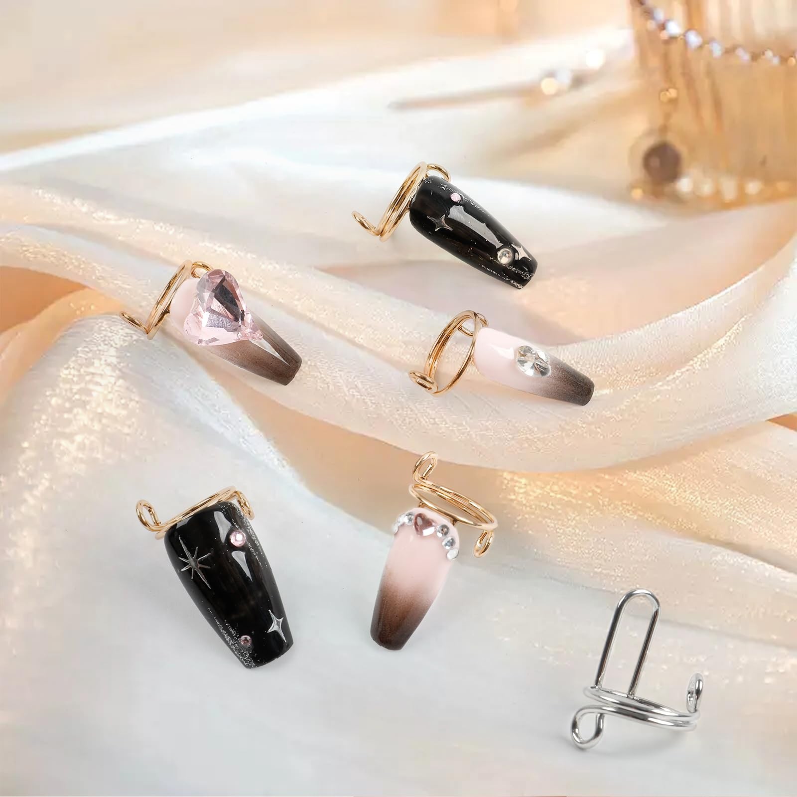 10 Pcs Wudu Nail Rings Adjustable Fingernail Rings Metal Finger Nail Rings
