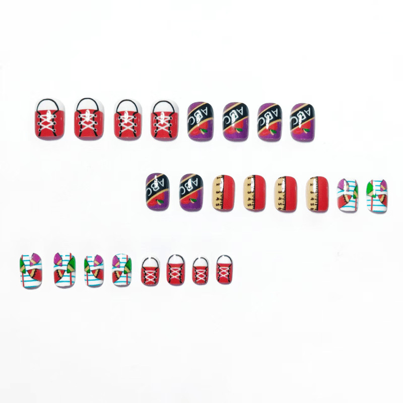 48 Pieces of Short Square A-level Campus Stationery, Wearing Armor, Nail Art