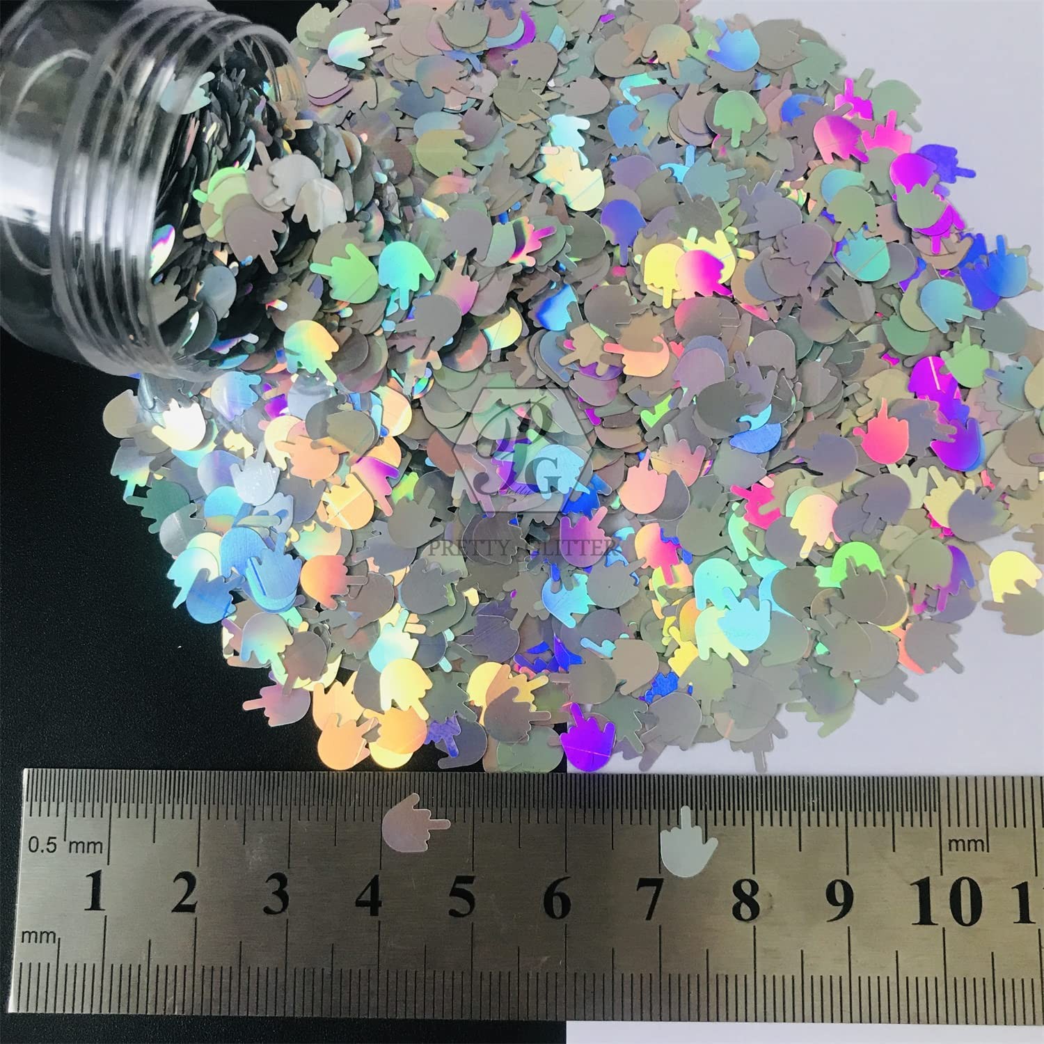 10 Grams/Pack – Sliver Middle Finger Gestures Glitter – Festival Rave Beauty …