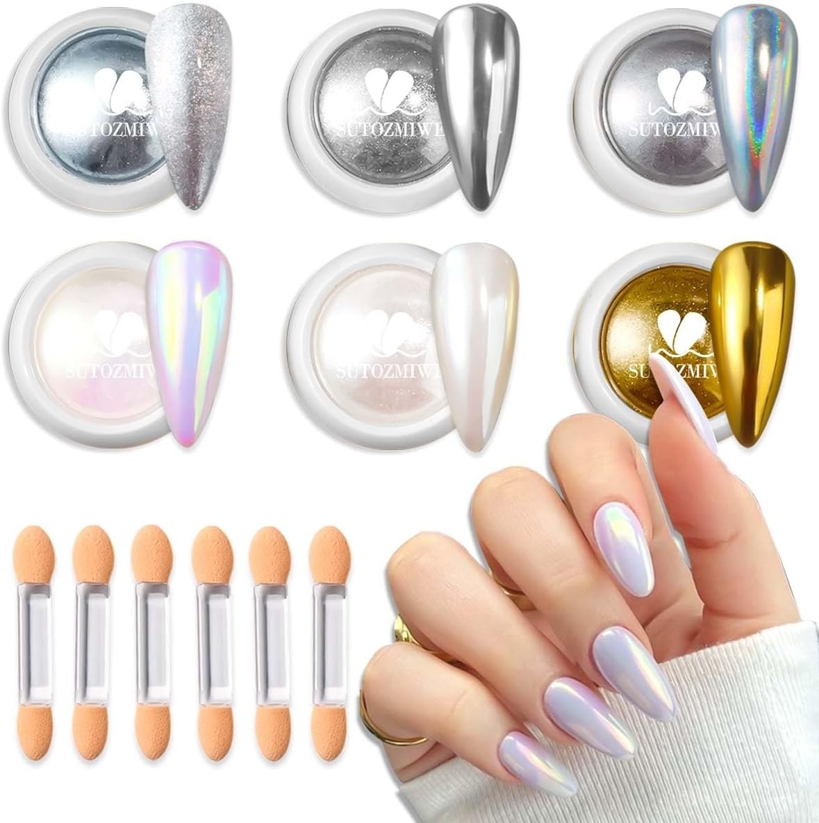 Ultra-Fine Chrome Nail Powder – 6 Colors for Elegant Nails & Manicure Bliss
