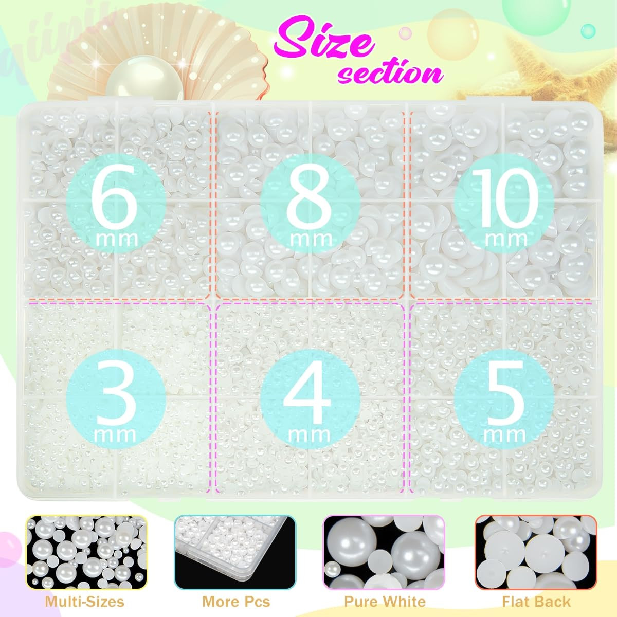 Pure White Flatback Pearls W B7000 Jewelry Glue for Bedazzling Crafting 3/4/5/6/