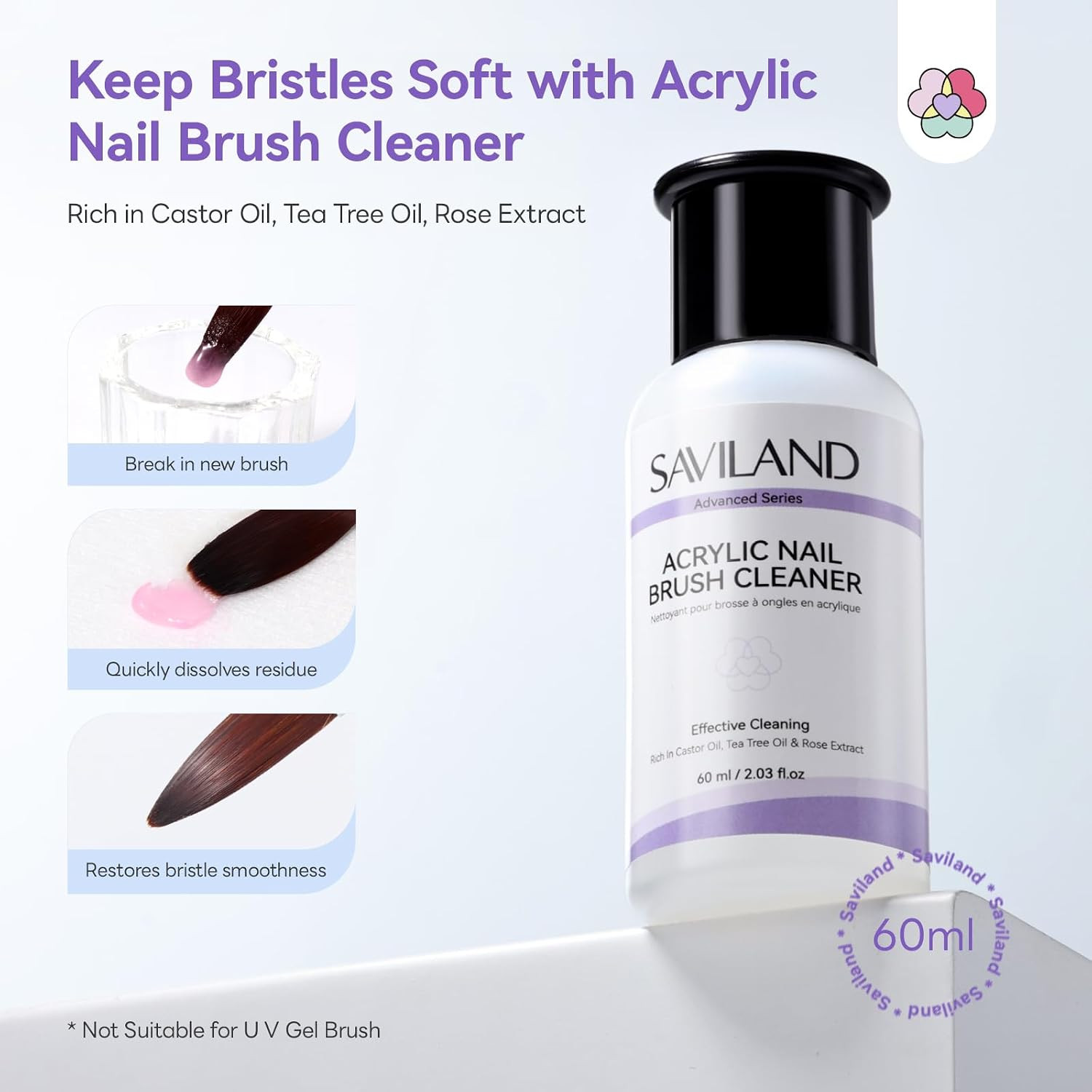 Acrylic Nail Brush Size 8/10/14 with Conditioner Cleaner Tools | Professional Ac