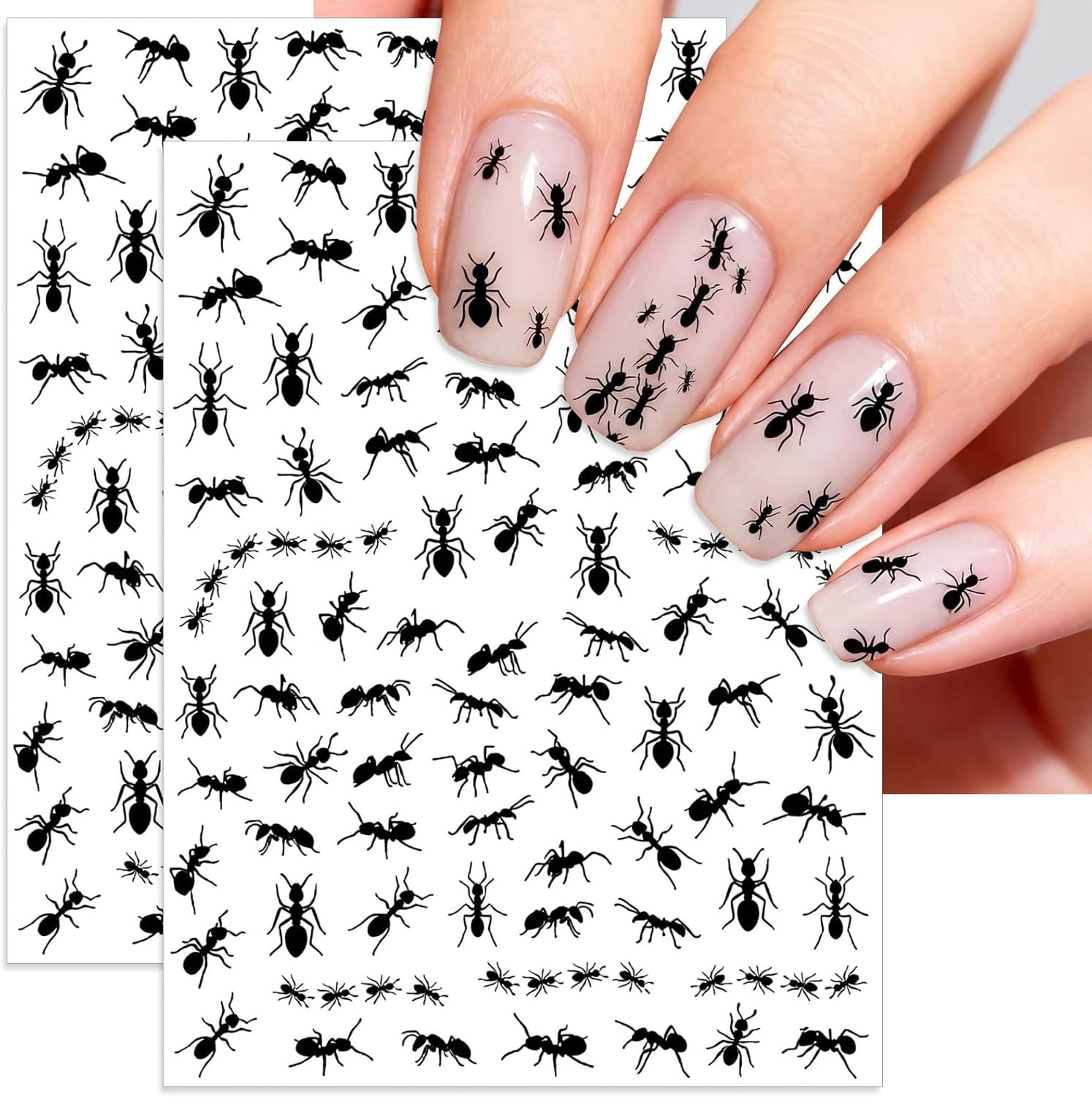Ant Nail Stickers, Realistic Insect Self-Adhesive Nail Art Decals for Women Girl