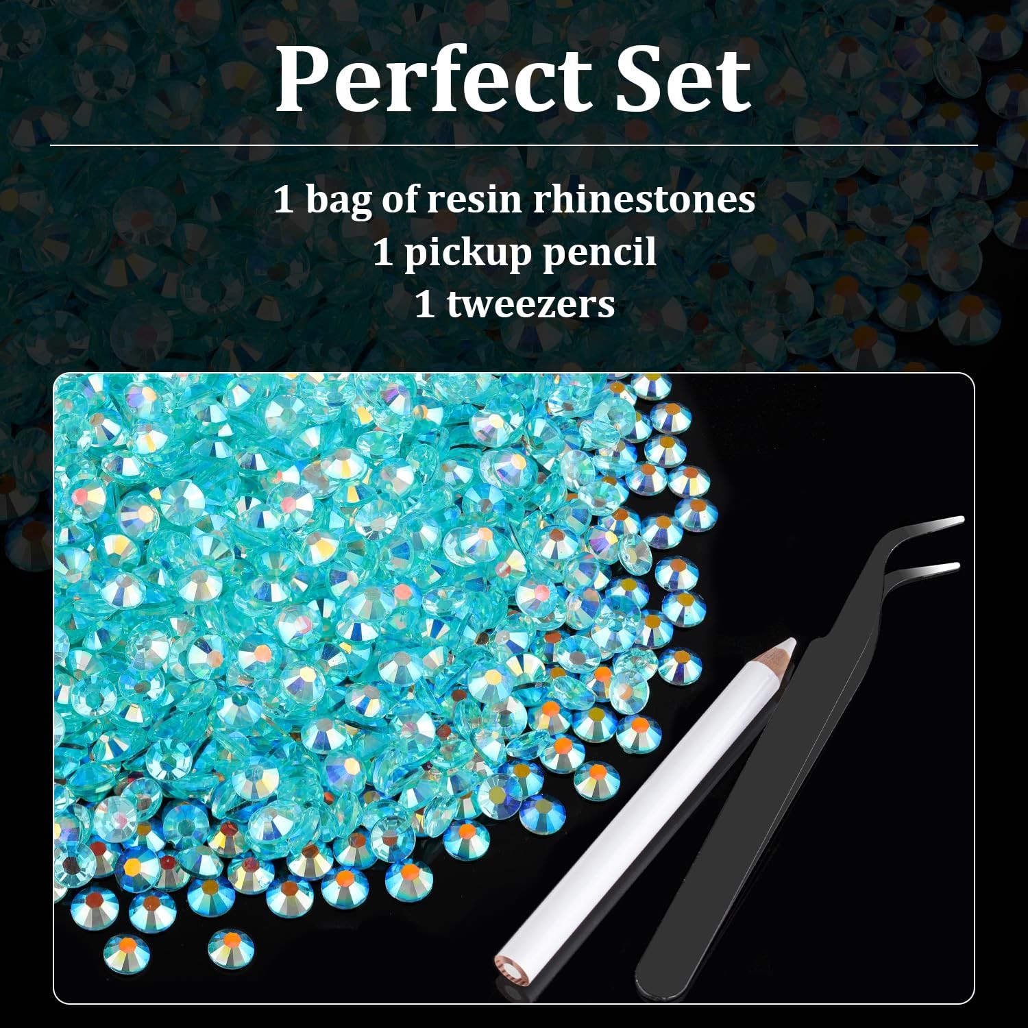 4000pcs 4mm Resin Rhinestones Bulk, Transparent Lake Blue AB Flatback Round J…