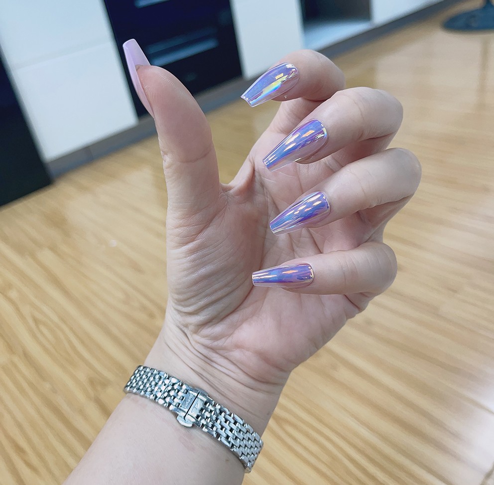 Press on Nails Medium Square Glossy Reusable Fake Nails Full Cover