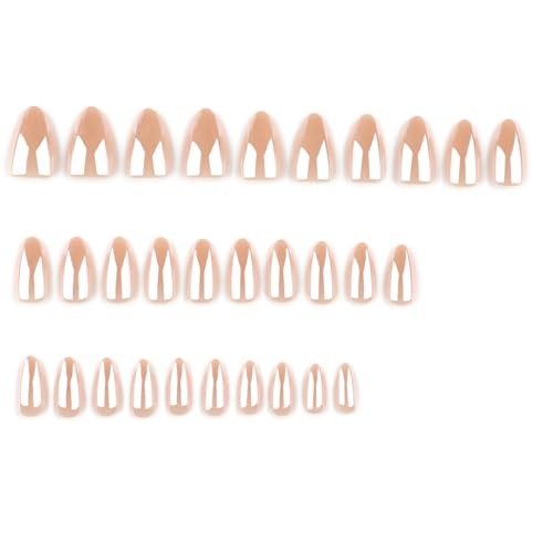 Pearl Chrome Press on Nails Short Almond Fake Nails Nude Nails Style-A Style-40