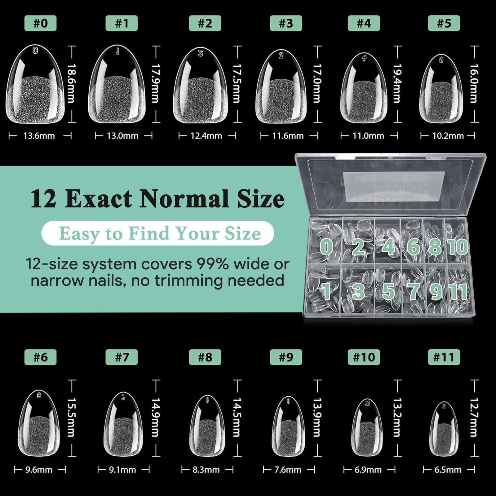 Extra Short Almond Nail Tips – 216pcs Soft Gel Full Cover Fake Nails, 70-Grit…