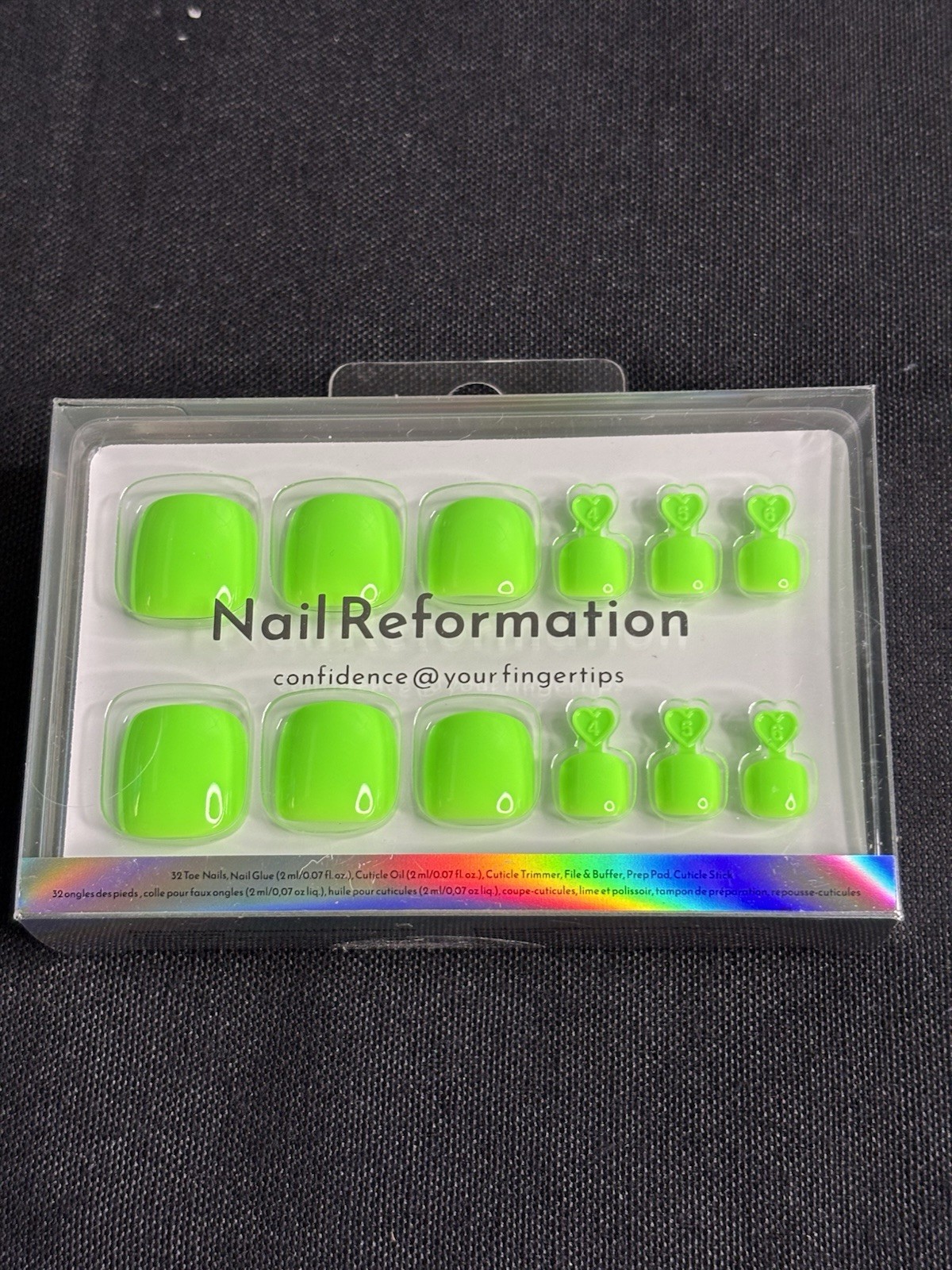 Nail Reformation Green Shiny Square Short Press-On Nails Full Cover Reusable