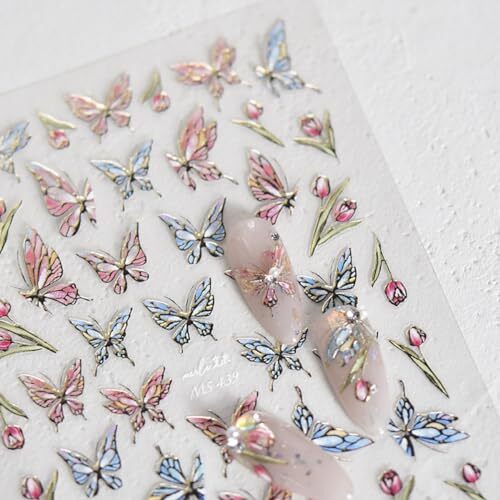 Butterfly Nail Art Stickers 5D Embossed Nail Decals Bronzing Butterfly style3