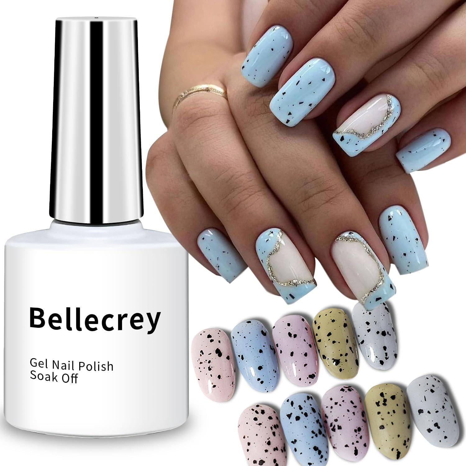 1Pc Eggshell Nail Polish Quail Egg Irregular Laser Flakes Sequins Color Powder N