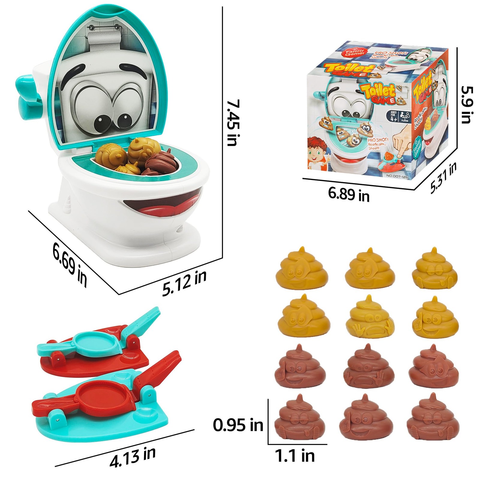 Anemeeoke Poop Family Game – Funny Shooting – Fast and Medium, White