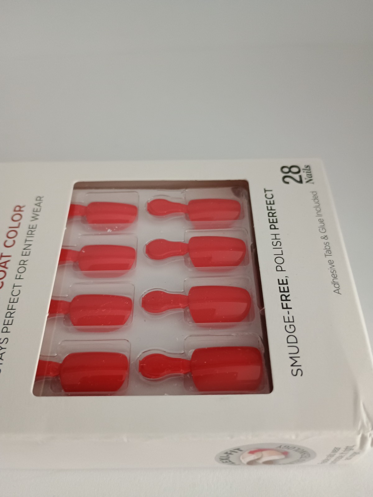 Kiss Salon Color Petite Length Glue-on False Nails – Red (Pack of 1)