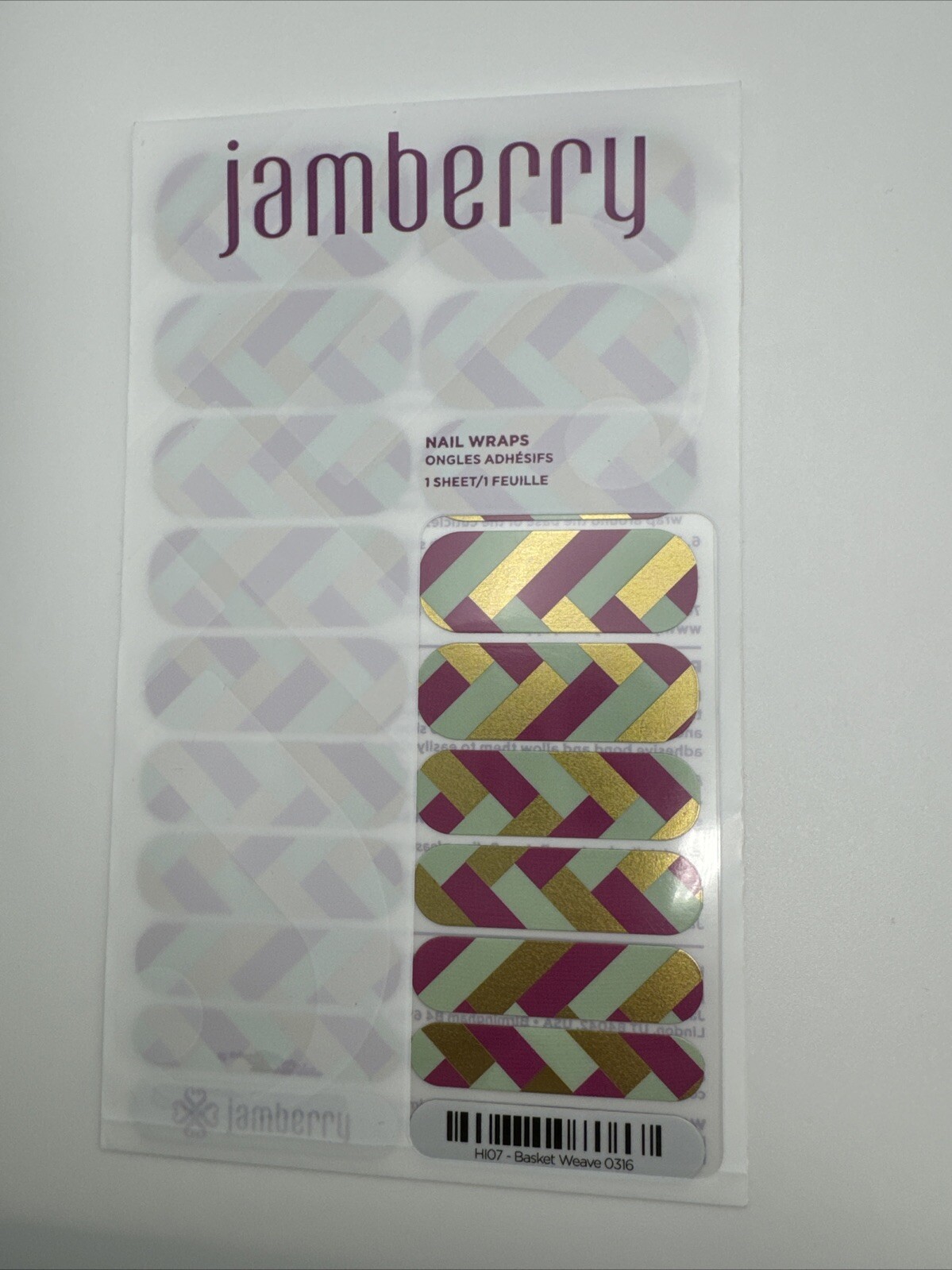 Jamberry Nail Wraps Basket Weave Full Sheet (multicolor metallic Chevron)