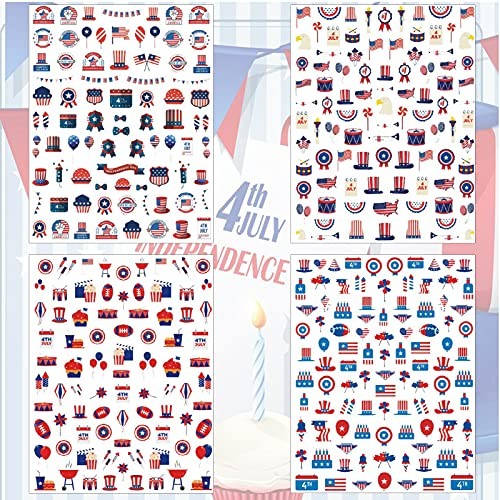 12 Sheets 4th of July Nail Decals Stickers – Self Independence Day – 12 Sheets