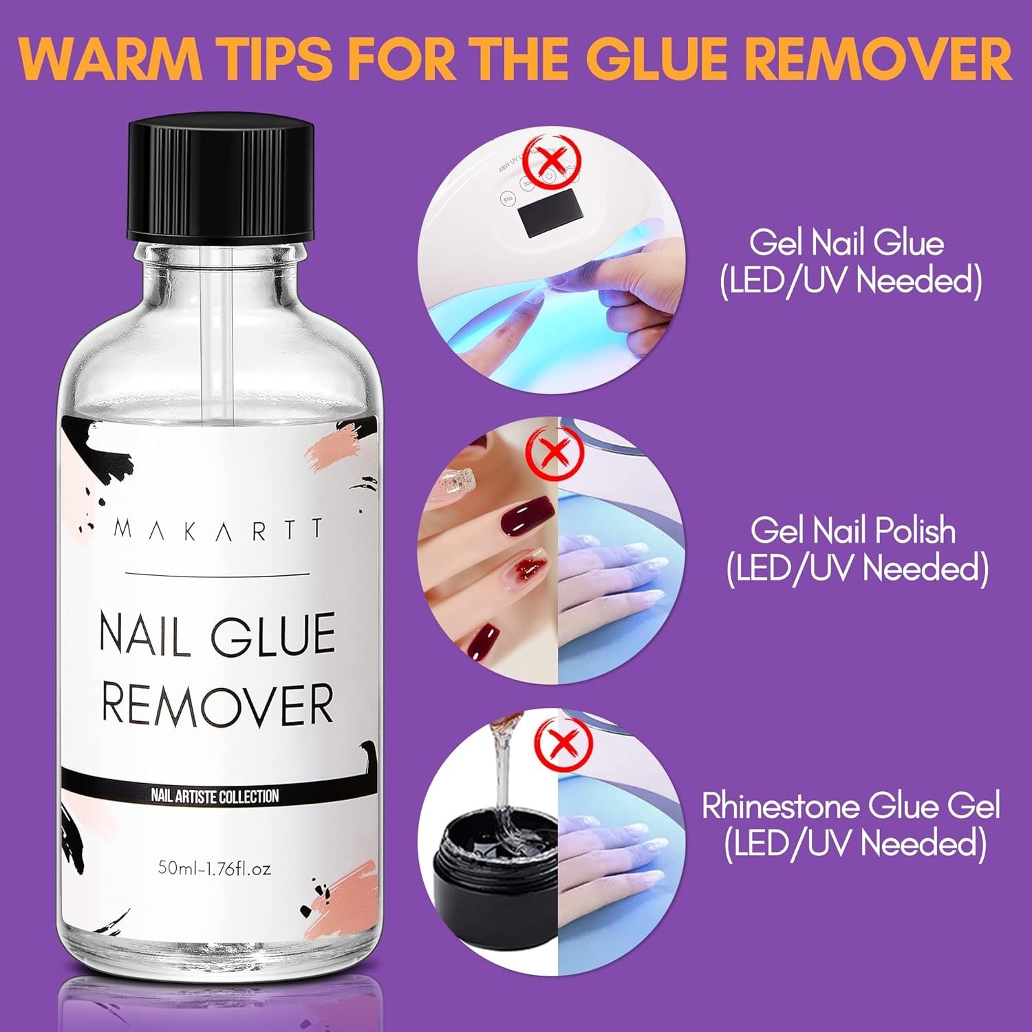 Nail Glue Remover: for Acrylics Press Ons – 50ML Debonder Without Acetone, Ca…