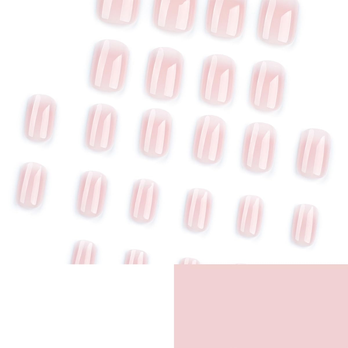 24Pcs Nude Press on Nails French Short Fake Nails Full Cover Square Acrylic F…