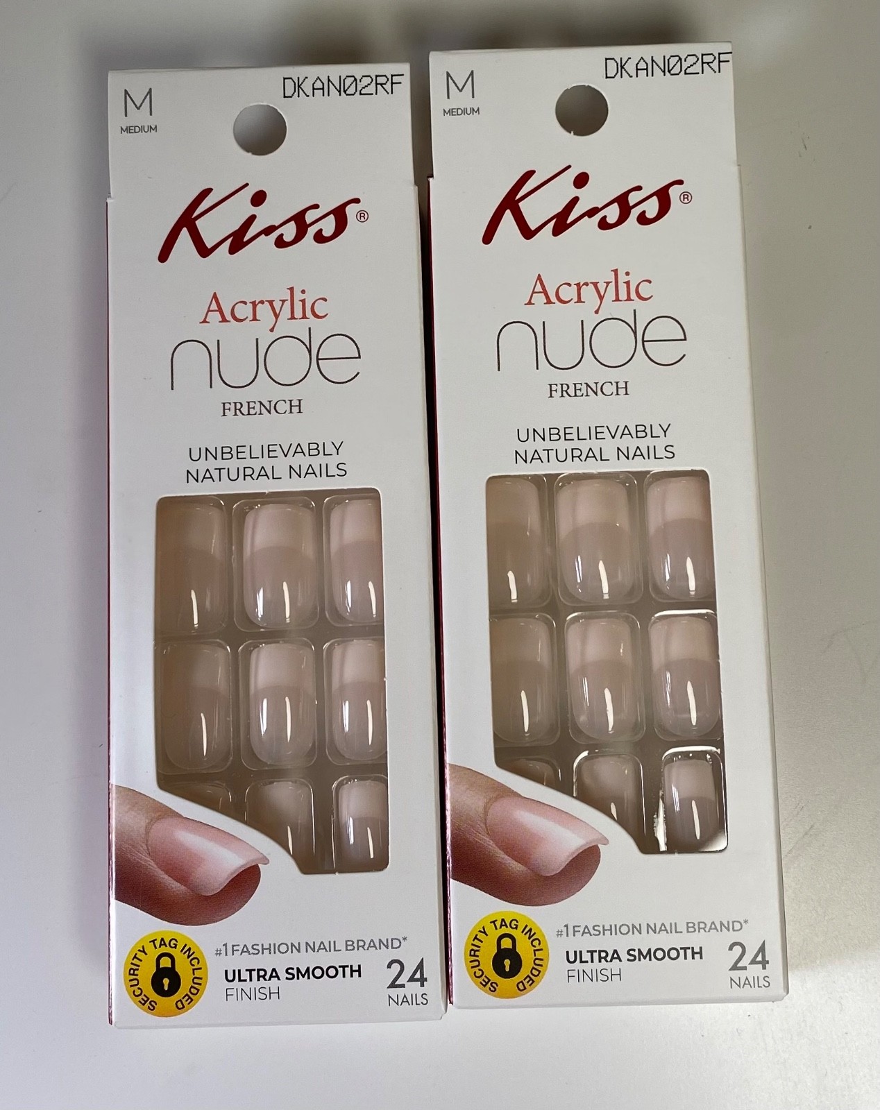 Kiss Acryic Nude French Unbelievably Natural Nails You always 24 Nails -Set Of 2