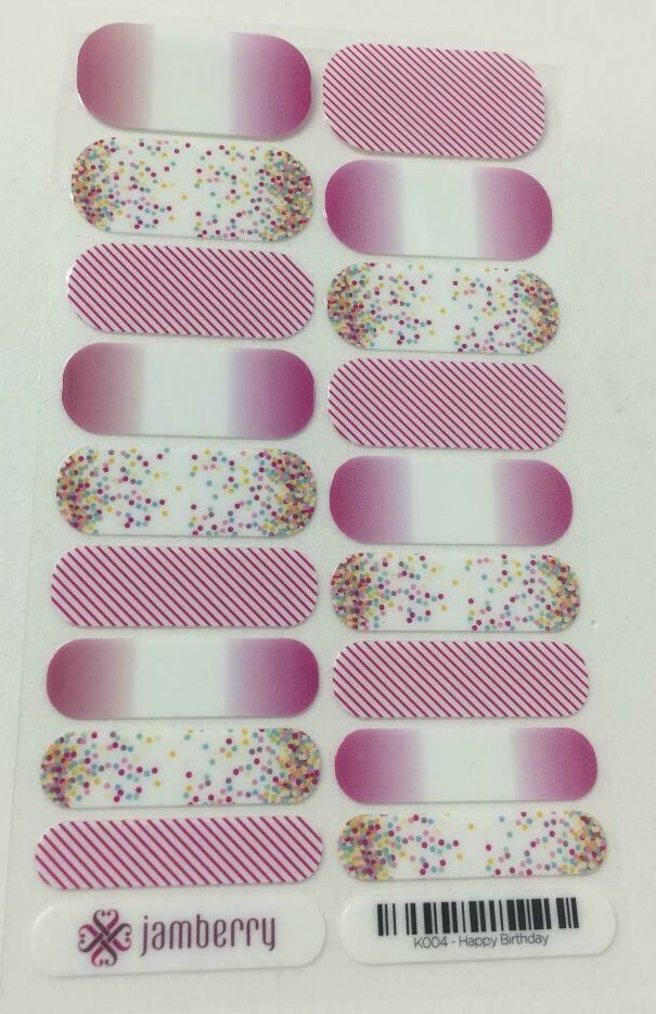 Jamberry~”Happy Birthday”~Nail Wraps~Full Sheet~(K004)~Consultant Exclusive~NIP