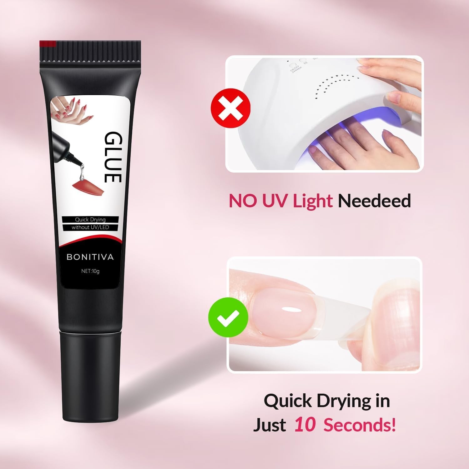 Quick Dry Semi Solid Gel Nail Glue 10g with 10ml Remover, Super Strong, No UV…