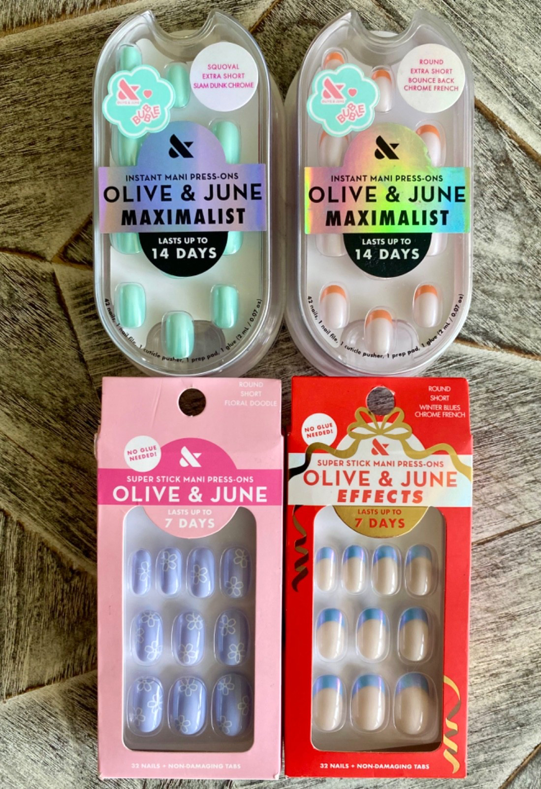 NEW! Olive & June Press-On Nails Lot of Four Pastels French Tip FREE SHIPPING!!