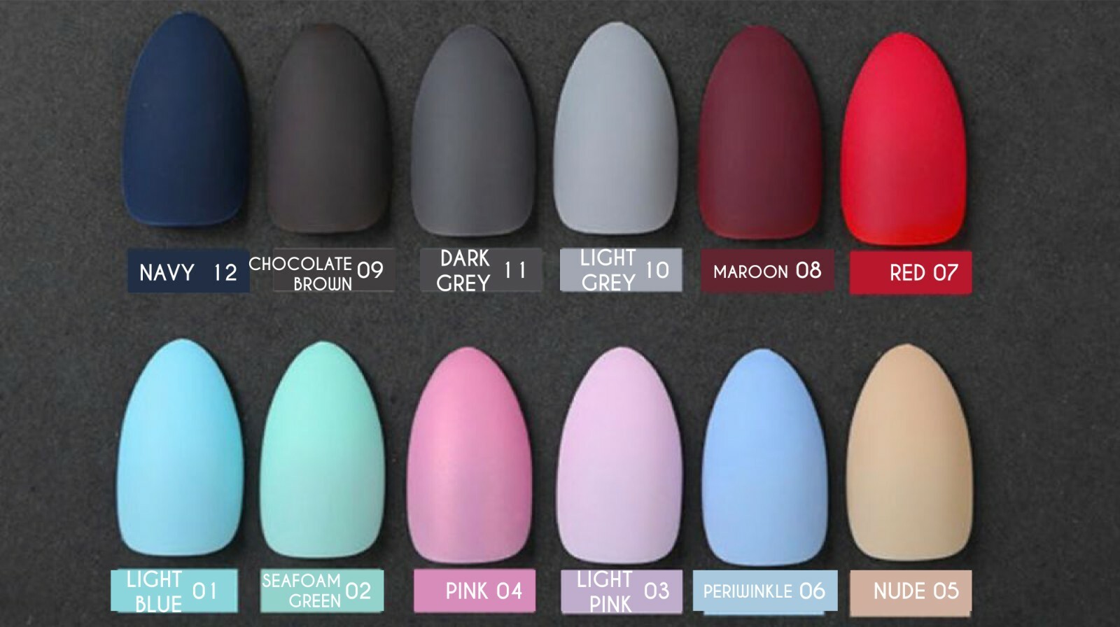 Fake Matte Light Gray Press-On Stiletto Cut Nails with Glue Included