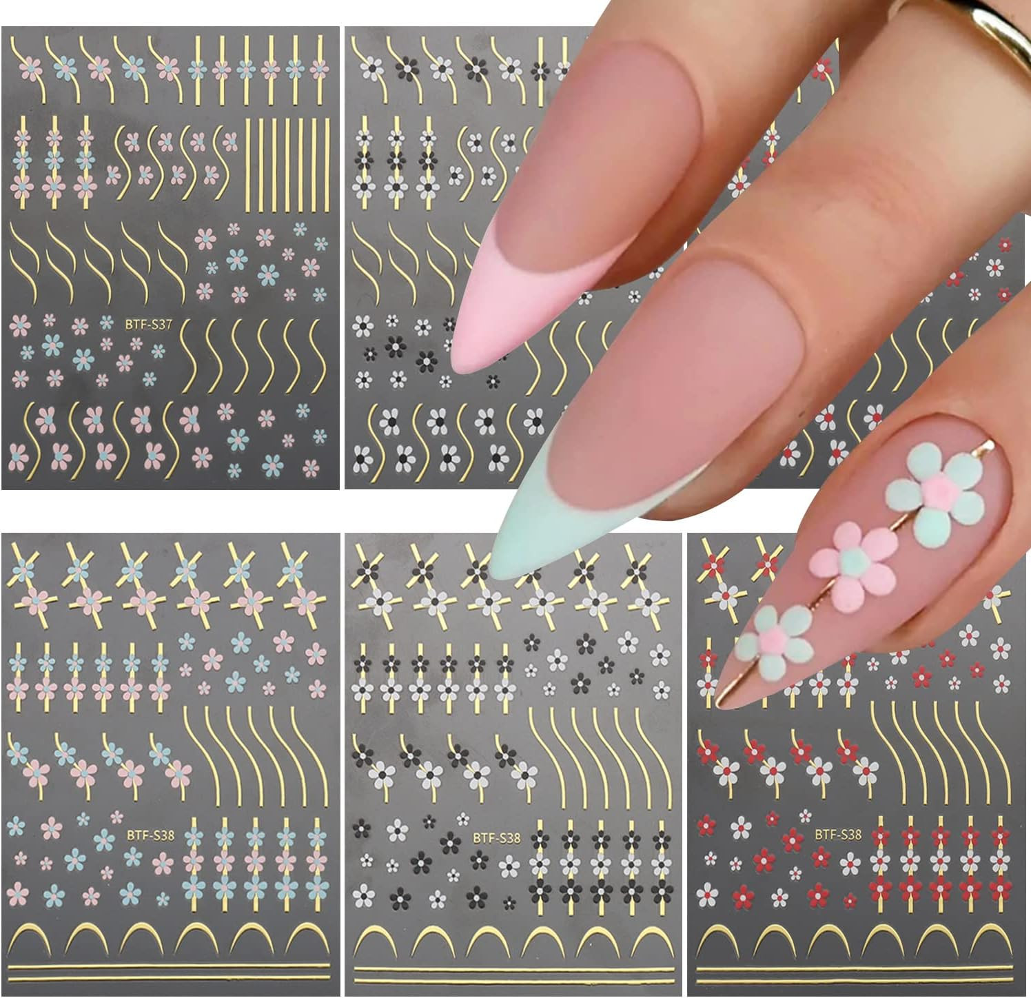 Butterfly Nail Art Sticker Decals, Laser Silver Black White Butterflies Nail Sel