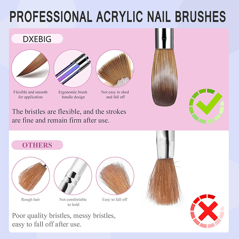 4pcs Kolinsky Nail Art Brush Pen Set for Acrylic Application Manicure E