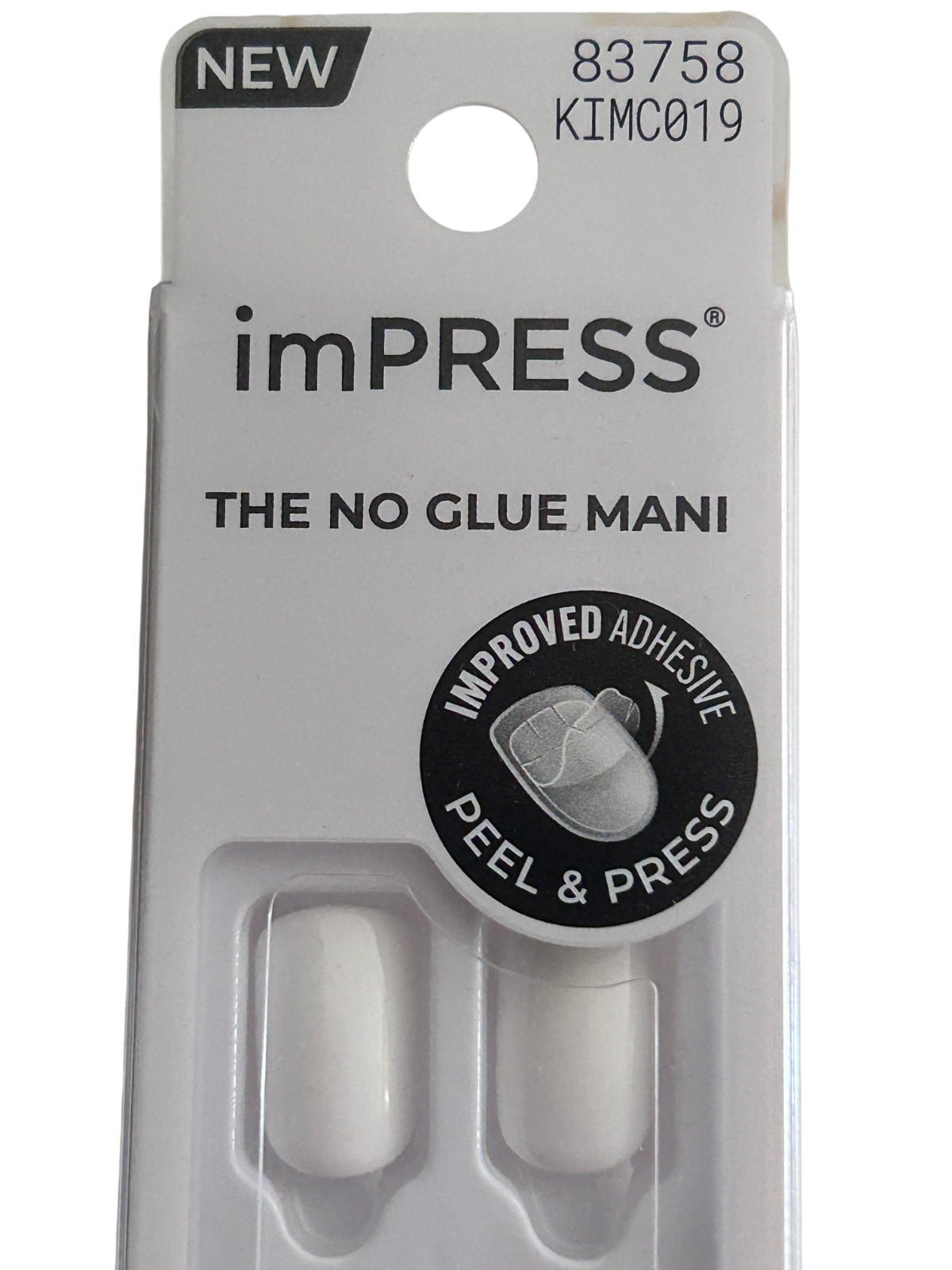 Impress No Glue Mani – Short Length Classic Glossy White Manicure-at-Home 83758