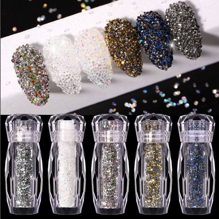 8 Colors Manicure Decor Mini Caviar Micro Beads Nail Art Crystals Glitter Set