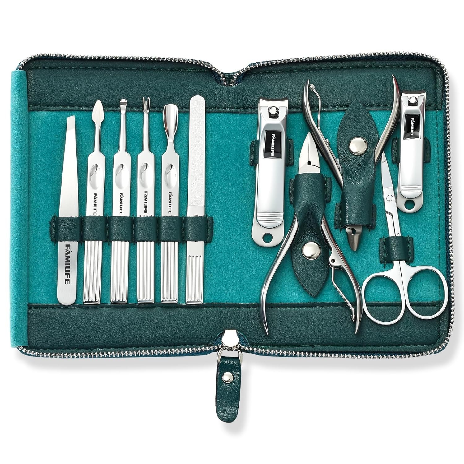 Professional 11-Piece Nail Kit with Stainless Steel Clippers and Travel Case