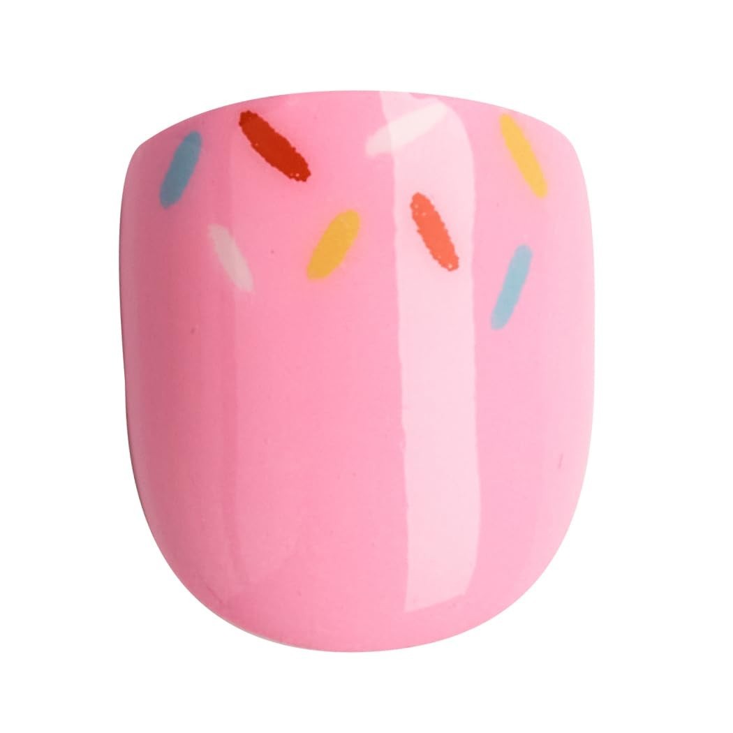 Mini Mani Press On Nails for Kids 20 Short Squoval Glitter Pink No Glue