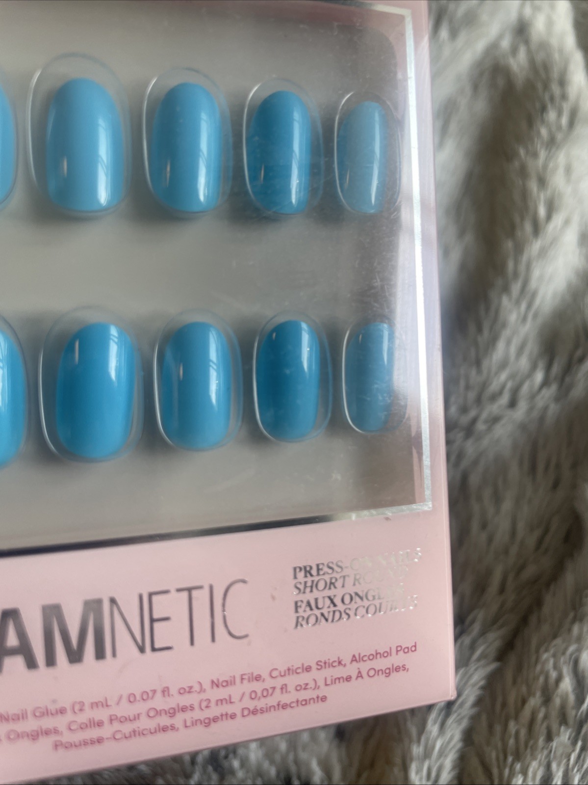 Glamnetic Azure Blue Short Round Press-On Nails Full Cover Glue Included NIB
