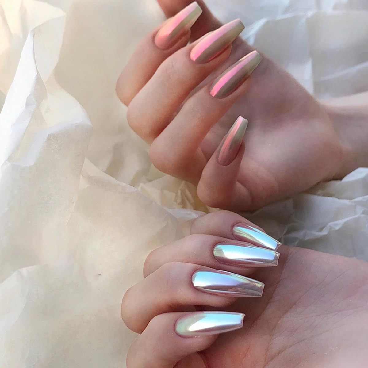 6 Jars Mermaid Chrome Nail Art Powder Aurora Mirror Holographic Manicure Glitter