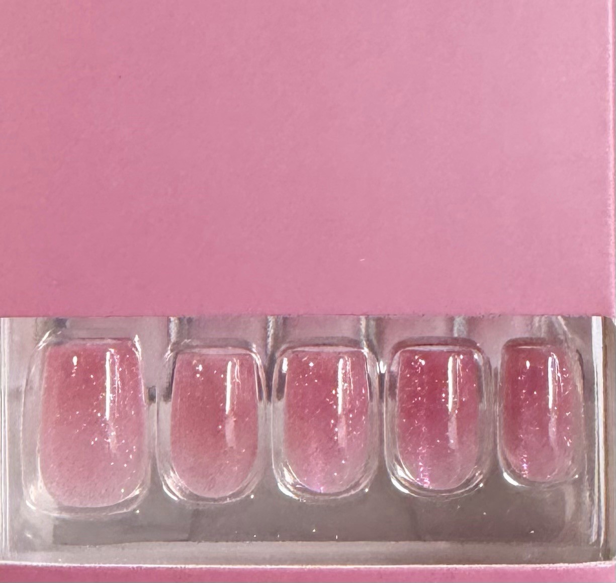 Red Aspen Press On Short Coffin Glitter Ombré Winslett’s Winter Rose 🌷
