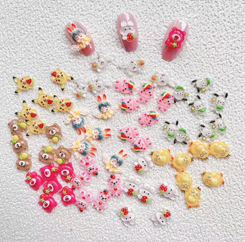 5Pcs Resin Rabbit Bunny Chick Dog Fairy Flatback Nail Art Manicure Decors NS31
