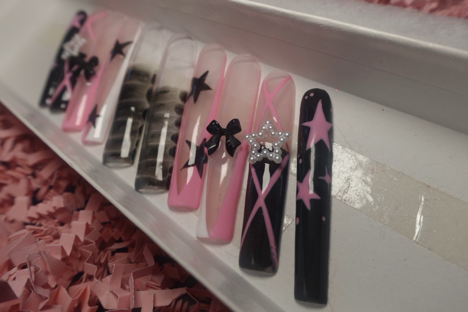 Pink Star Baddie Nail Set