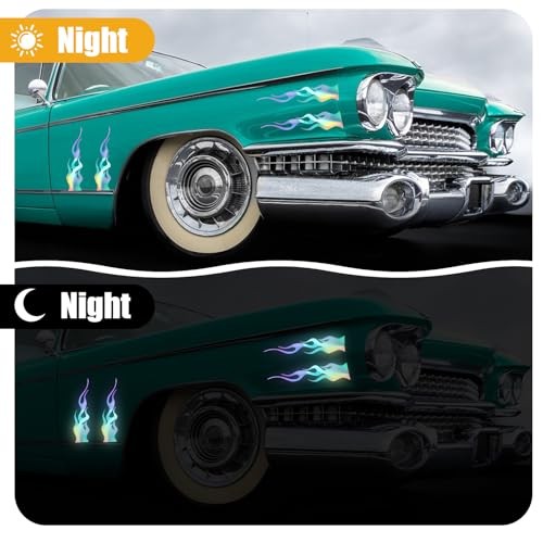 8pcs Flame Reflective Stickers, 5.9″X1.2″ Flame Decals for Sports & Bikes,