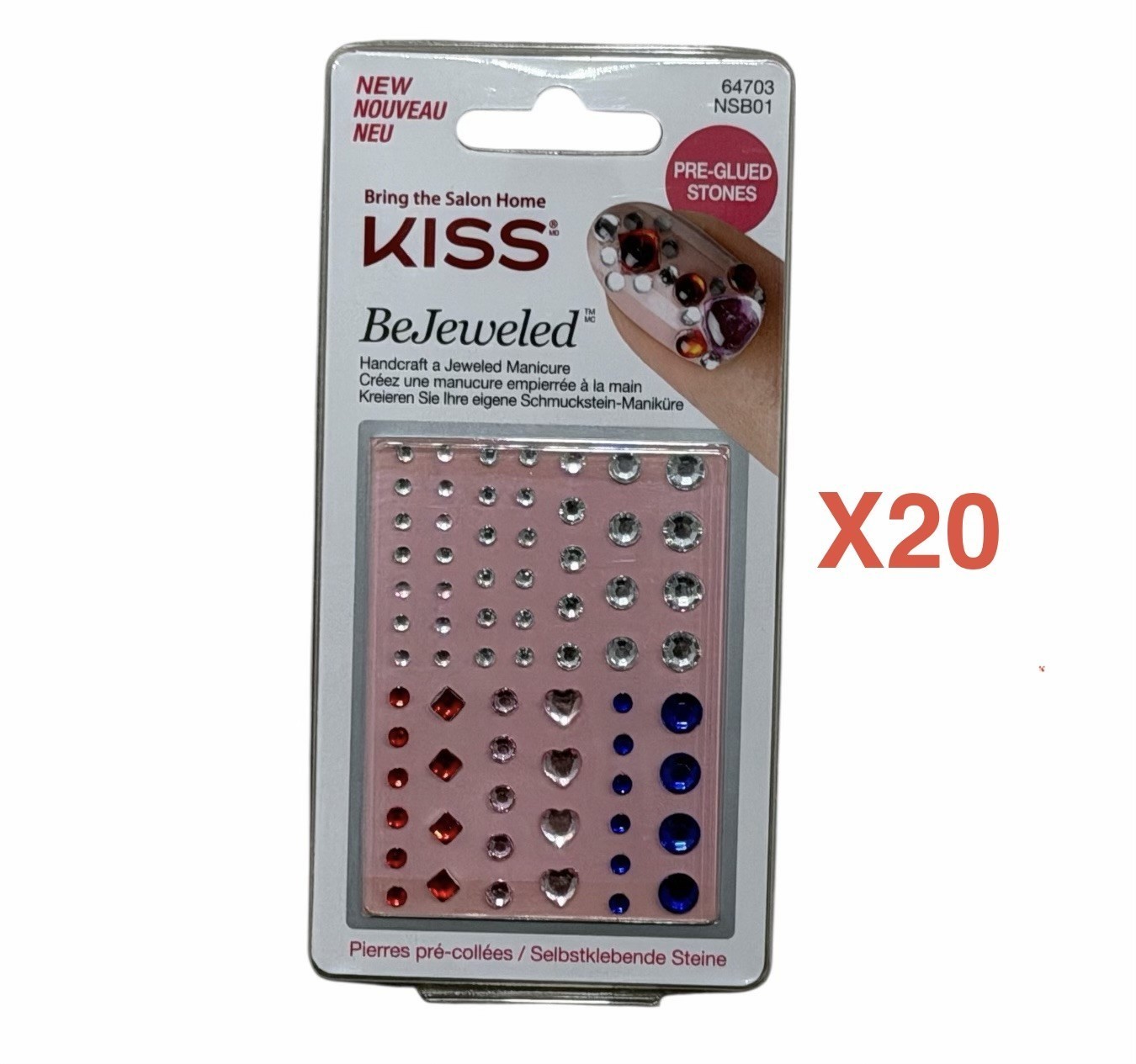 New, Lot Of 23 Packs Of Kiss BeJeweled Pre-Glued Accent Stones