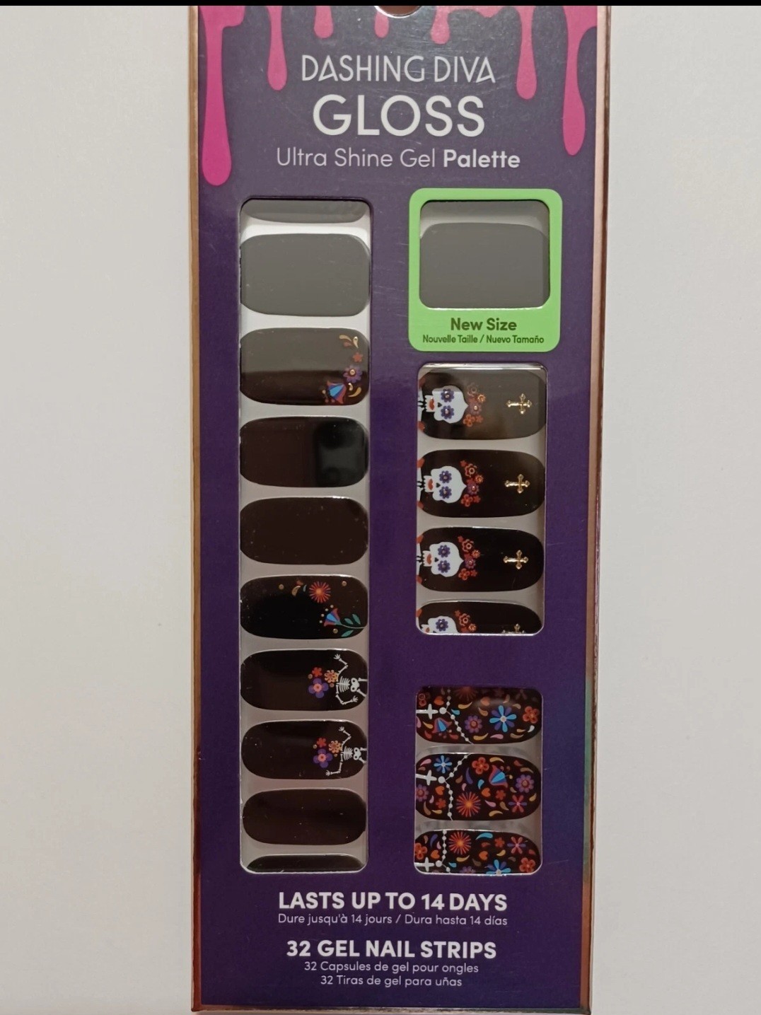 Dashing Diva Gloss Ultra Shine Gel Palette 32 Gel Nail Strips Skull Candy