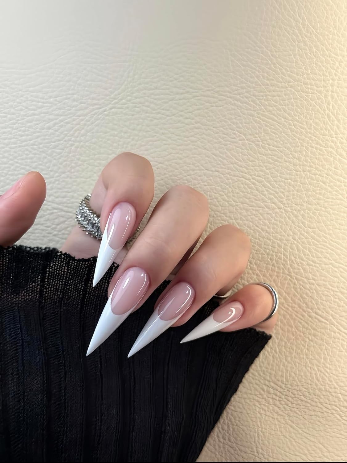 Stiletto Nail Tips, Full Cover Clear ABS False Nails for Acrylic Nails,