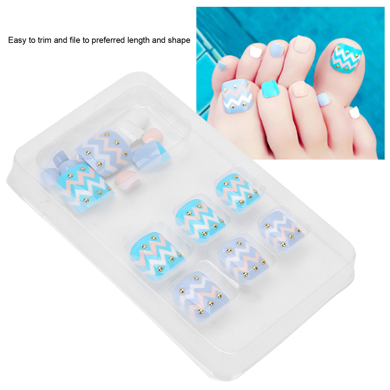 24pcs Fake Toe Nails Charming Design For Parties & Weddings Excellent