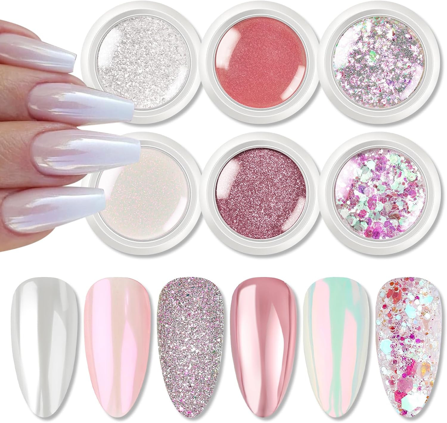 Chrome Nail Powder Metallic Mirror Powder Holographic Pigment | Powder Manicure