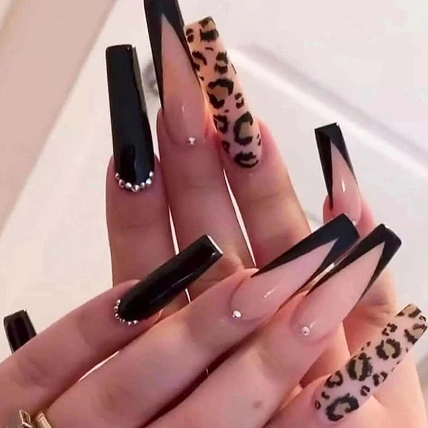 Square Press on Nails Short Fake Nails French Acrylic Full Cover False Nails for
