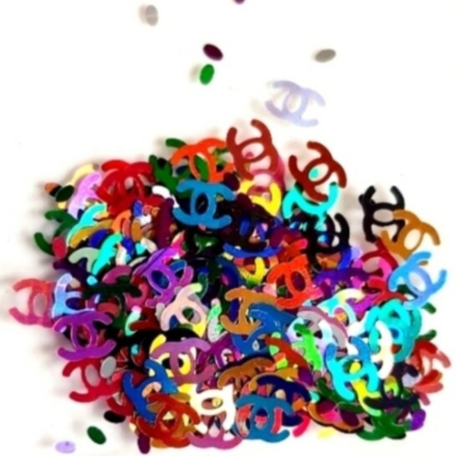 NWT NAIL ART DESIGN MULTICOLORED MIXTURE FLAT METALLIC FOIL LUXURY LOGO SEQUINS