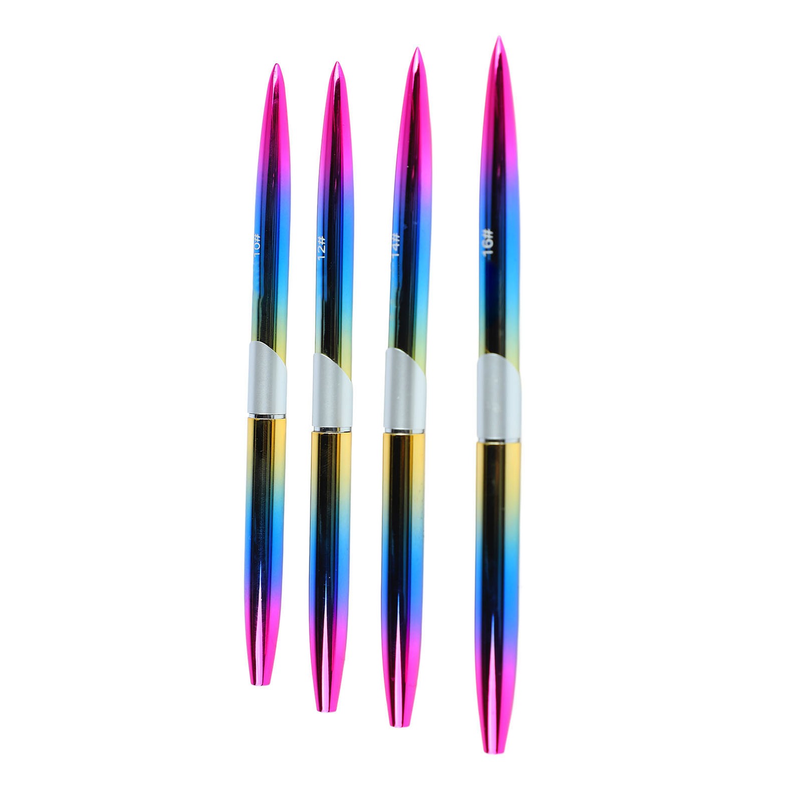4pcs Nail Art Brush Set Aluminum Tube Ergonomic Handle Firm Flexible Soft Hair